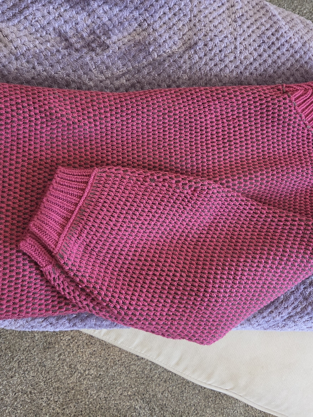 Women's Pink Waffle-Knit Sweater